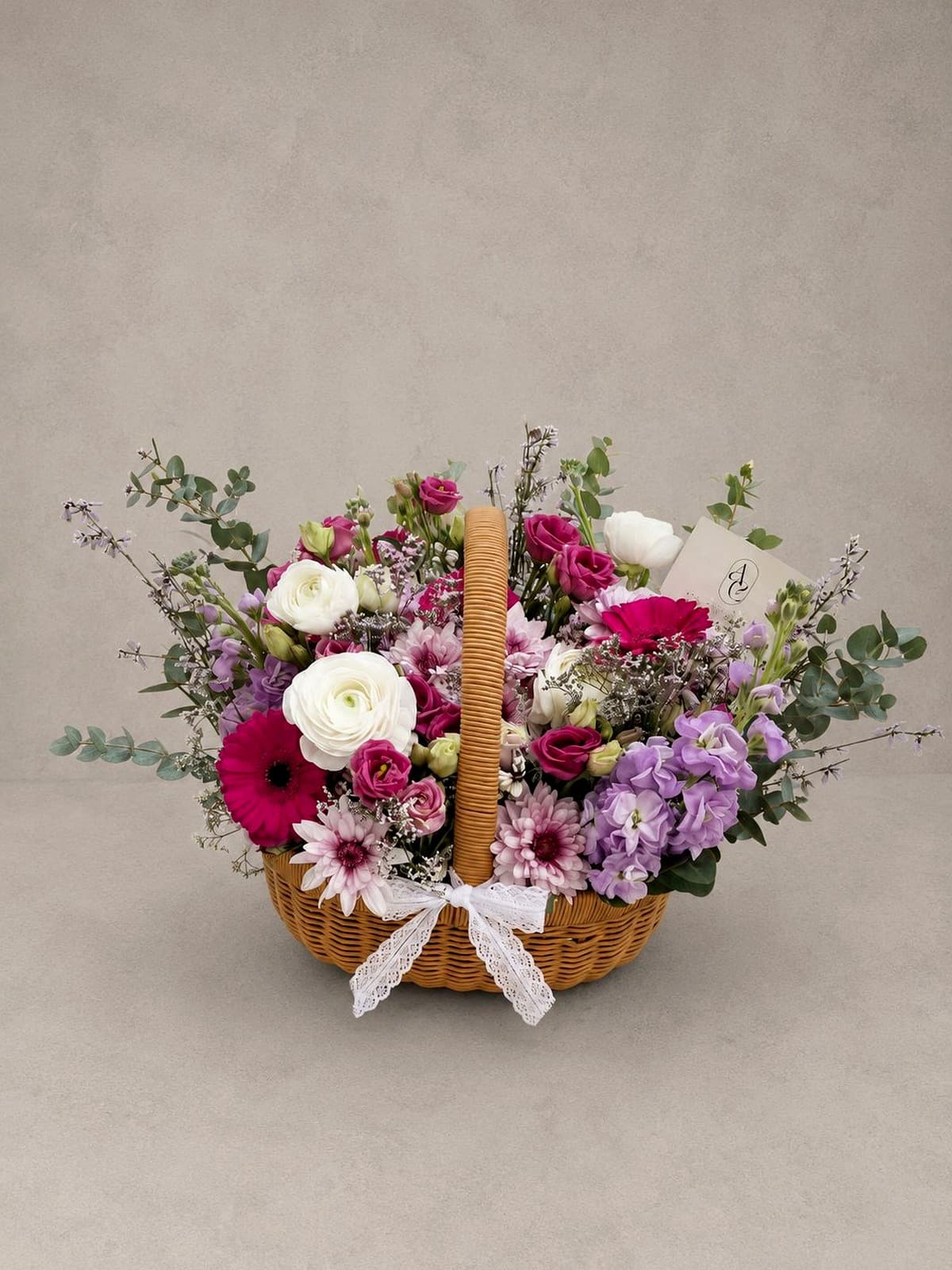 Panier Éclat — Champêtre · M · Fleurs fraîches