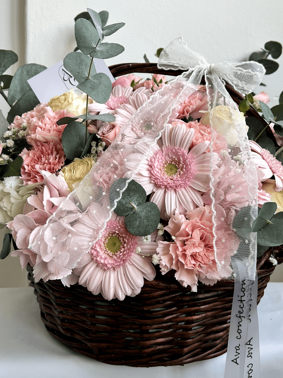 Panier Romantique — Champêtre foncé · M · Fleurs fraîches